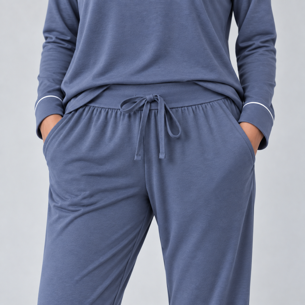Ensemble de pyjama pour femme en maille de bambou extensible avec sweat-shirt et pantalon