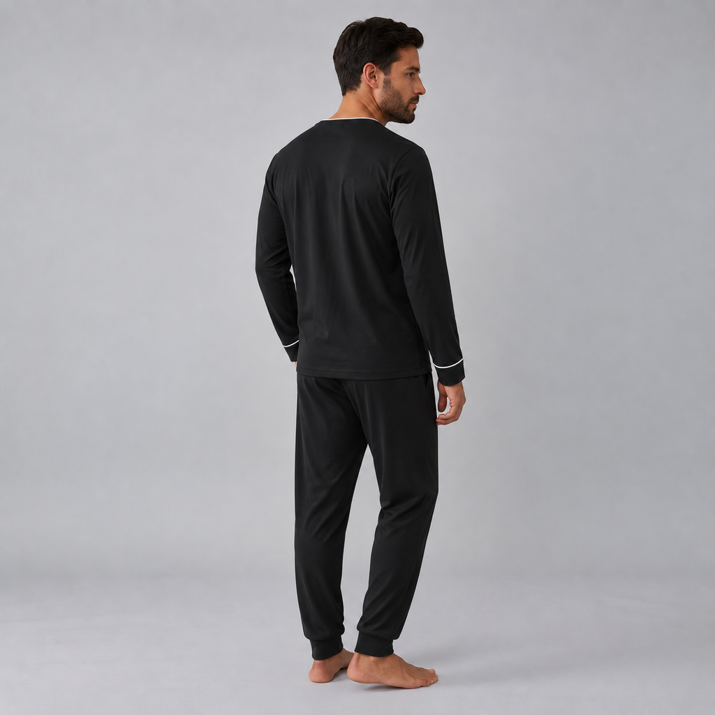 Ensemble de pyjama pour homme avec sweat-shirt et pantalon en maille extensible de bambou