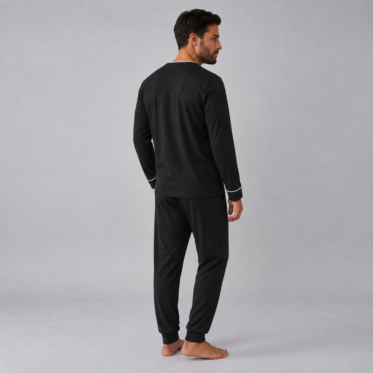 Ensemble de pyjama pour homme avec sweat-shirt et pantalon en maille extensible de bambou