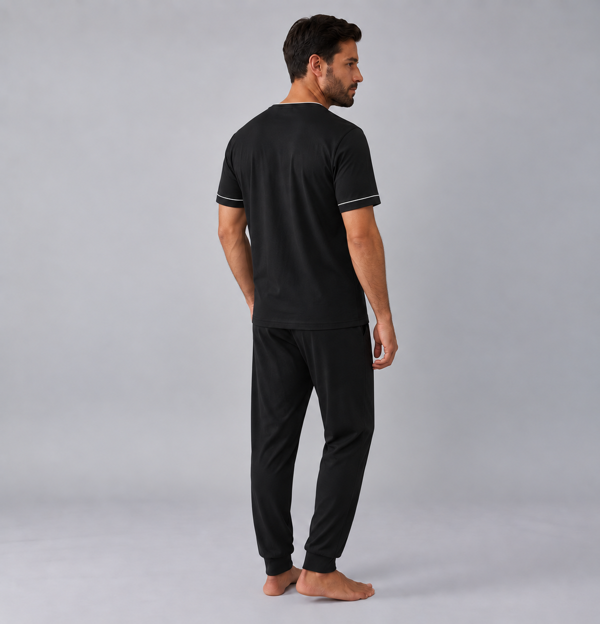 Ensemble pyjama homme t-shirt et pantalon en maille extensible de bambou