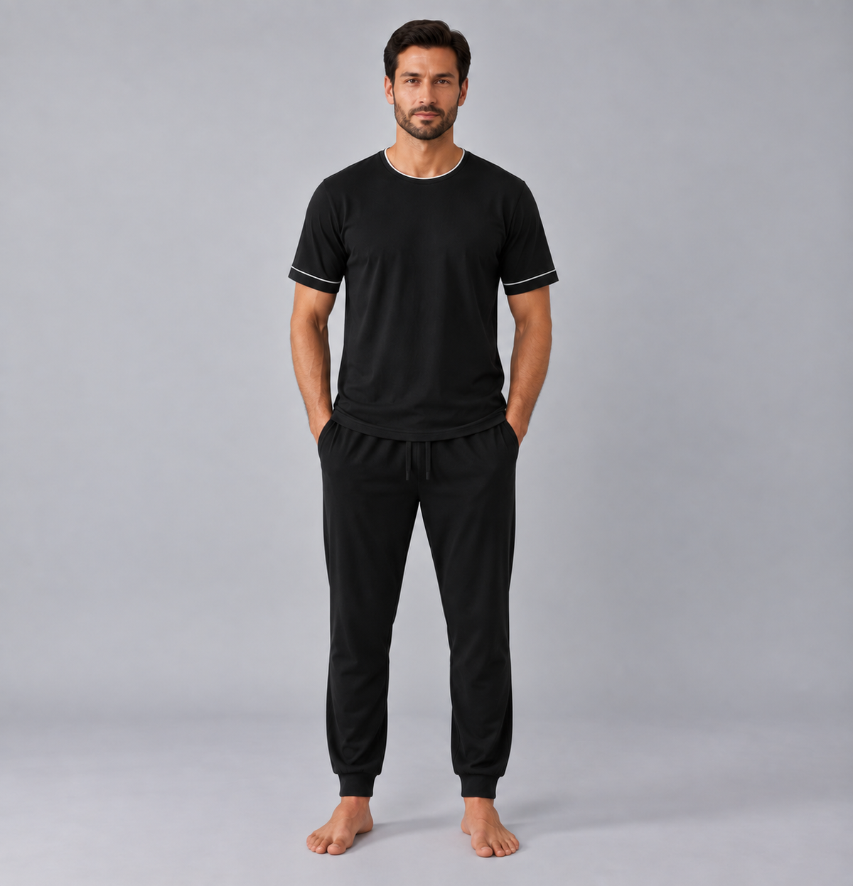 Ensemble pyjama homme t-shirt et pantalon en maille extensible de bambou