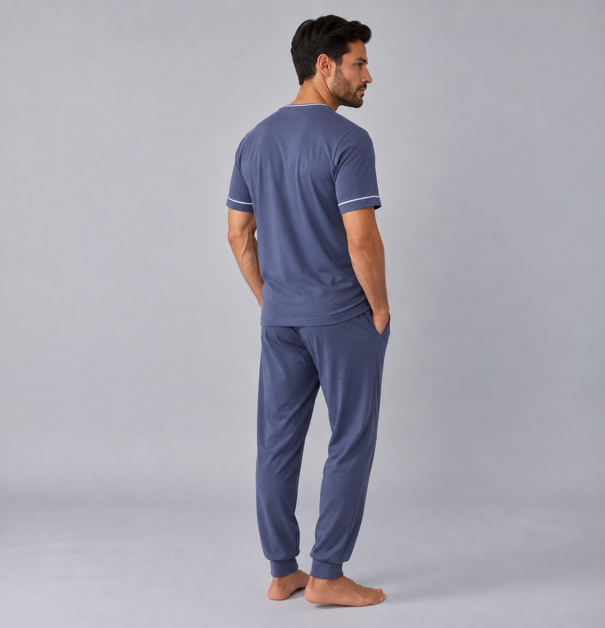 Ensemble pyjama homme t-shirt et pantalon en maille extensible de bambou