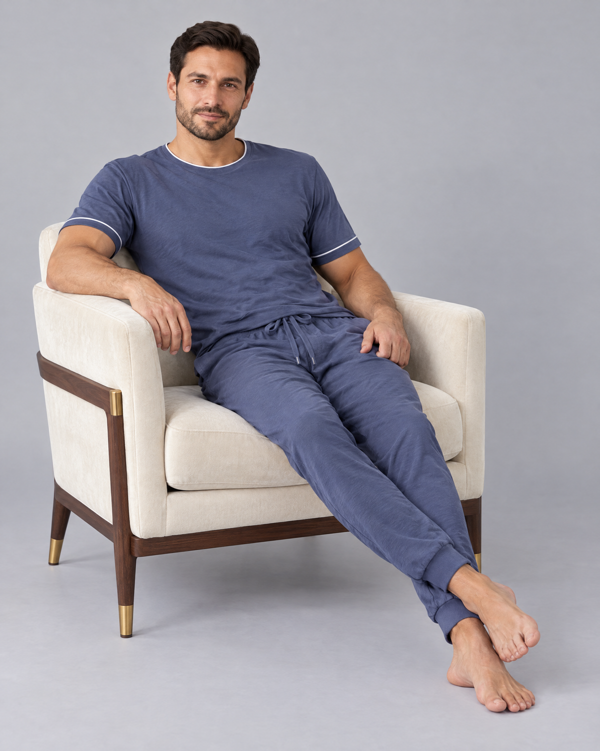 Ensemble pyjama homme t-shirt et pantalon en maille extensible de bambou