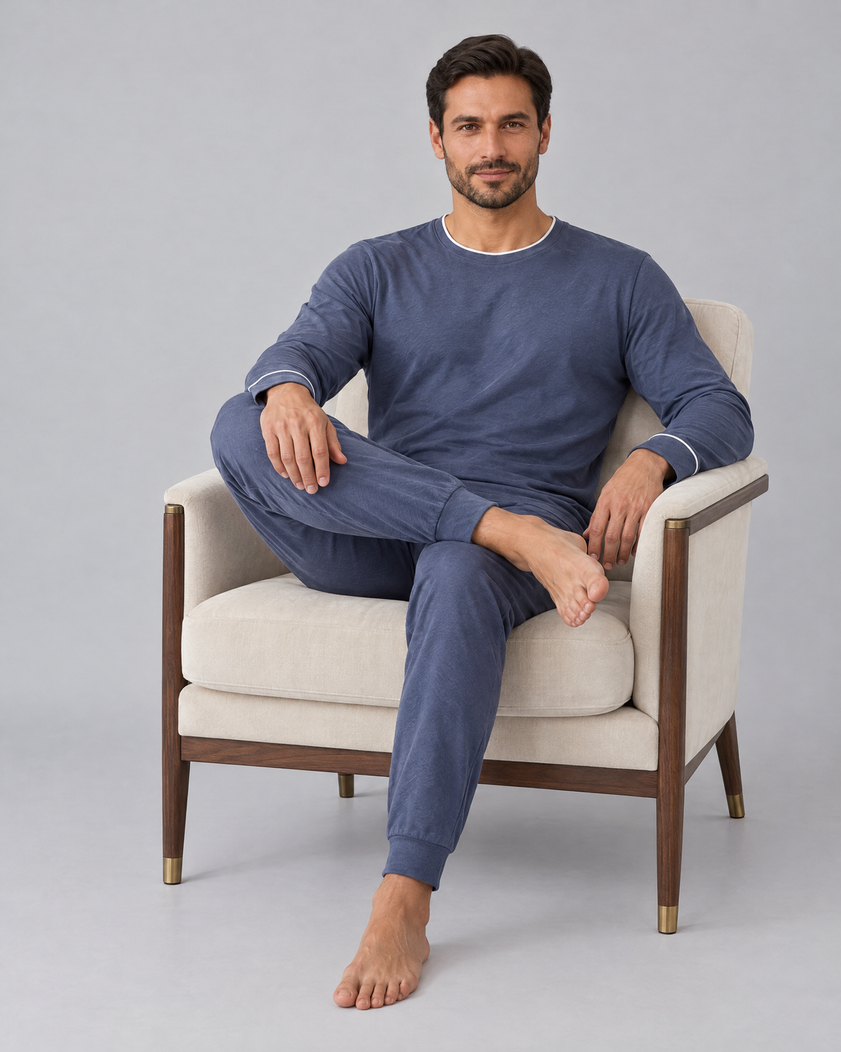 Ensemble de pyjama pour homme avec sweat-shirt et pantalon en maille extensible de bambou