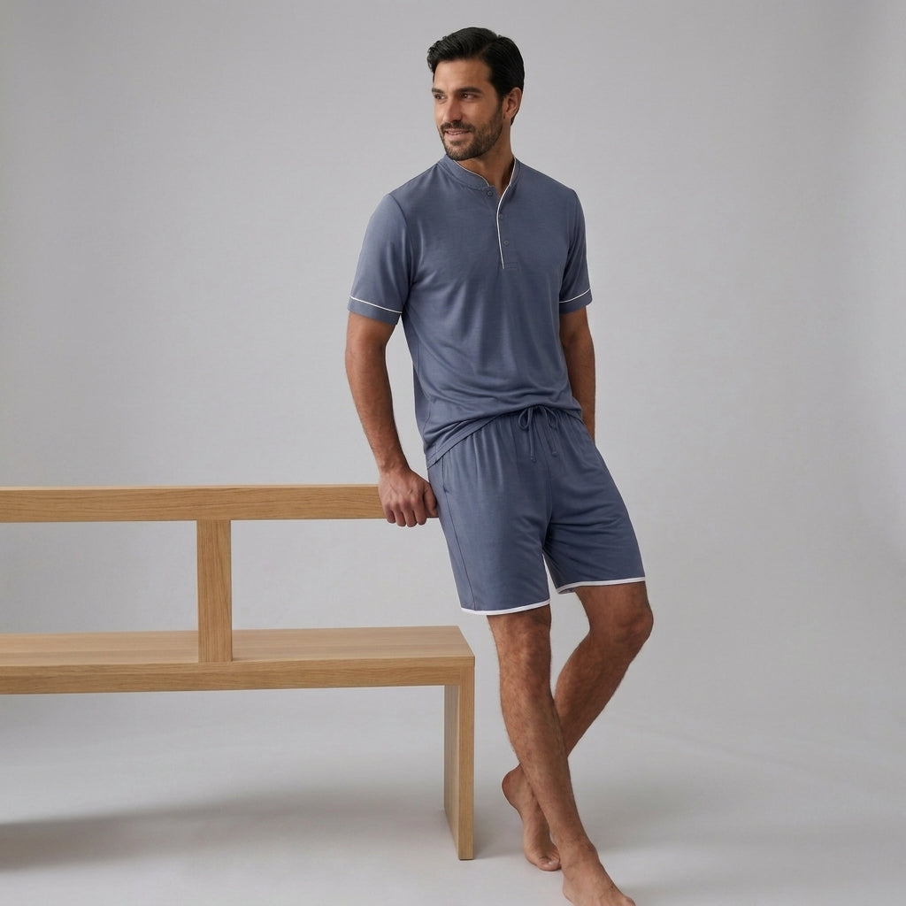 Ensemble pyjama homme en bambou maille stretch (t-shirt et short)