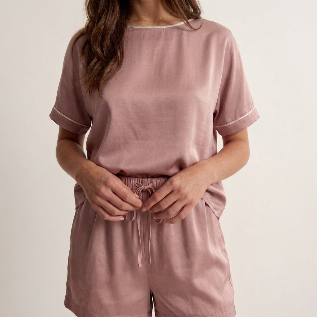 Ensemble pyjama femme en bambou maille stretch (t-shirt et short)