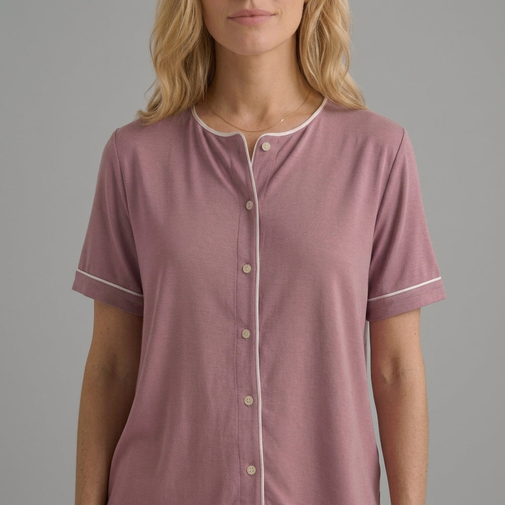 Ensemble pyjama femme en bambou maille stretch (haut et short)