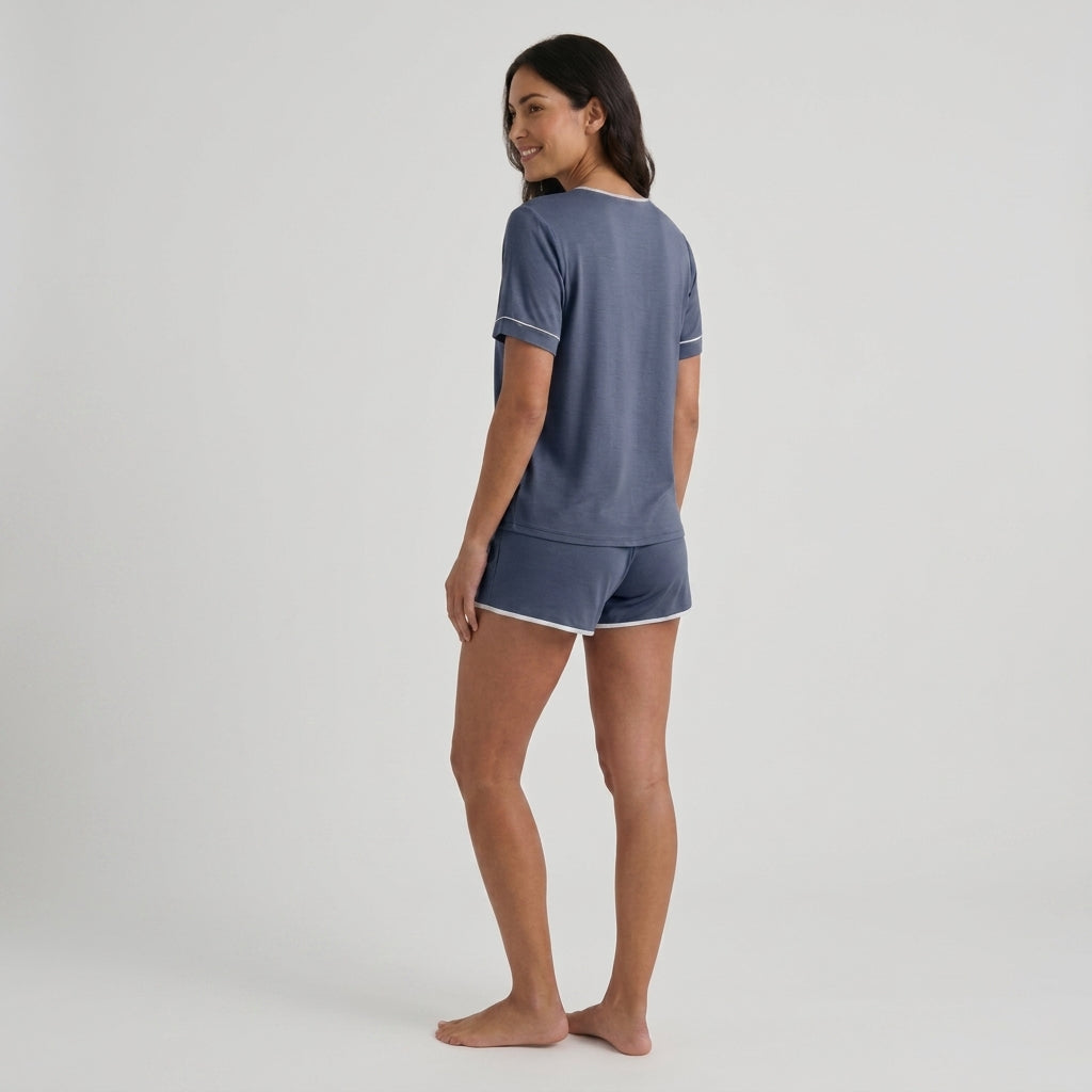 Ensemble pyjama femme en bambou maille stretch (haut et short)