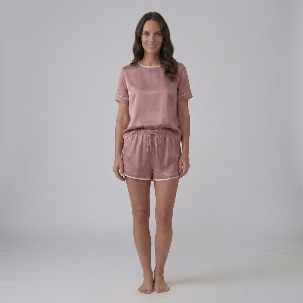 Ensemble pyjama femme en bambou maille stretch (t-shirt et short)