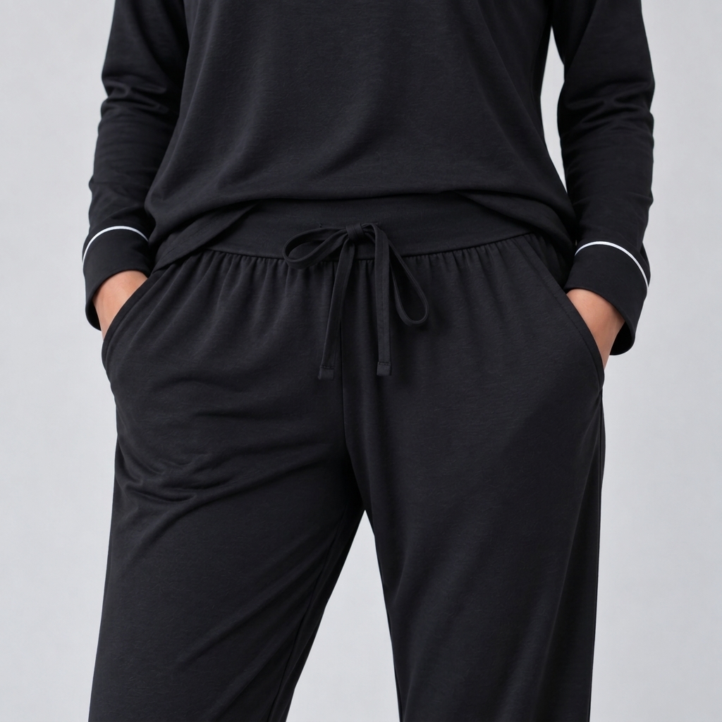Ensemble de pyjama pour femme en maille de bambou extensible avec sweat-shirt et pantalon